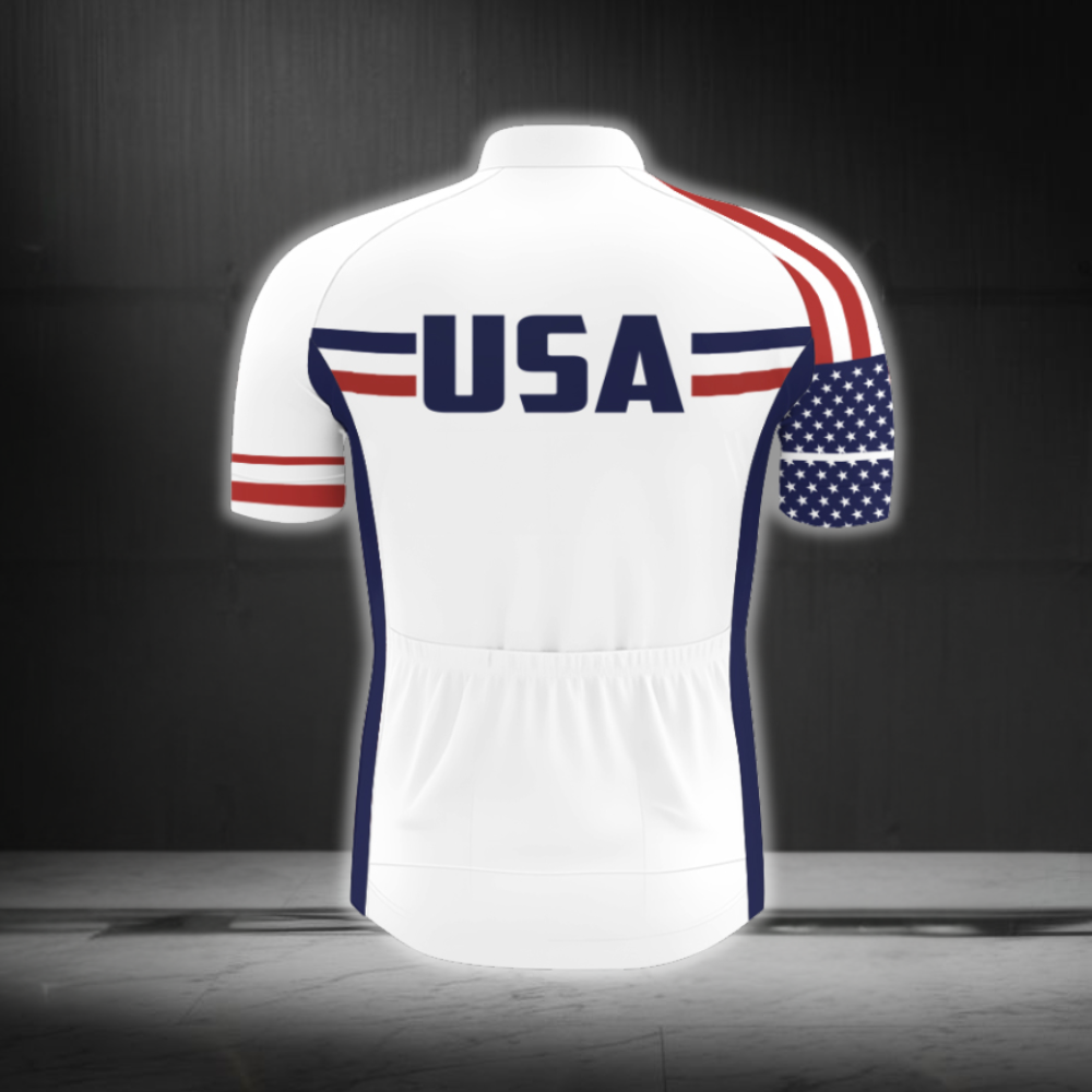 USA Flag Biker Cycling Short Sleeve Men Jersey, Patriotic Cycling Jersey CG0871
