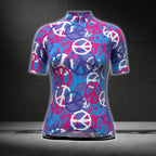 Purple And Blue Gear Pattern Women's Short Sleeve Cycling Jersey, Cycling Jersey For Women CG0680