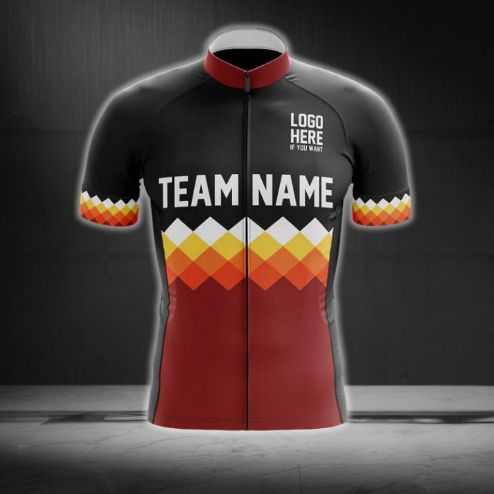 Black And Red Custom Team Name Cycling Short Sleeve Jersey For Men, Custom Team Cycling Jerseys CG0518