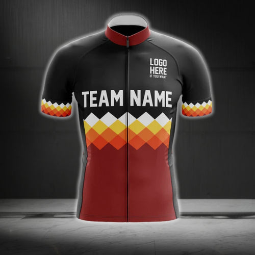 Black And Red Custom Team Name Cycling Short Sleeve Jersey For Men, Custom Team Cycling Jerseys CG0518