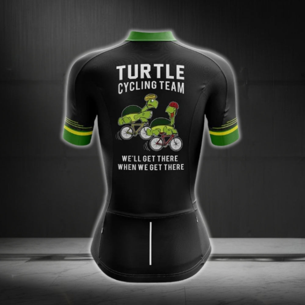 Turtle Cycling Team We'll Get There When We Get There Short Sleeve Women Cycling Jersey, Funny Turtle Cycling Jerseys CG0740