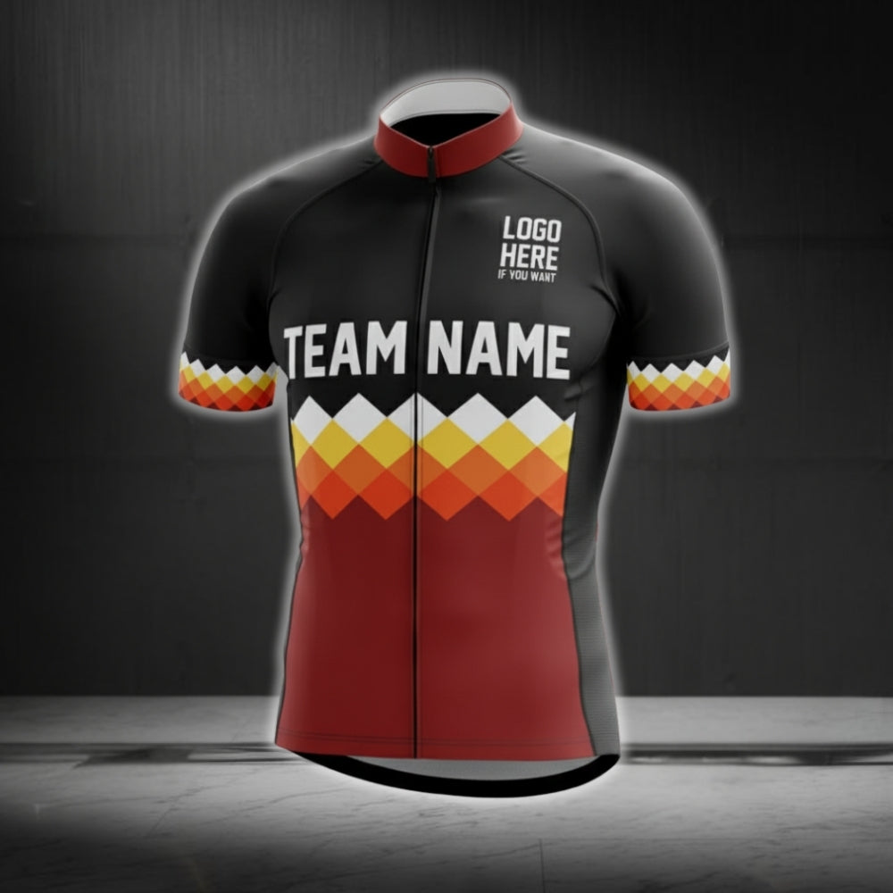 Black And Red Custom Team Name Cycling Short Sleeve Jersey For Men, Custom Team Cycling Jerseys CG0518