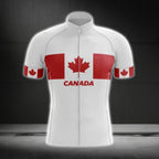 Red And White Canada Flag Cycling Short Sleeve Jersey For Men, Canada Cycling Jerseys CG0021
