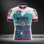 Purple And Cyan Kokopelli Cycling Jersey Short Sleeve For Men, Kokopelli Cycling Jerseys CG0169