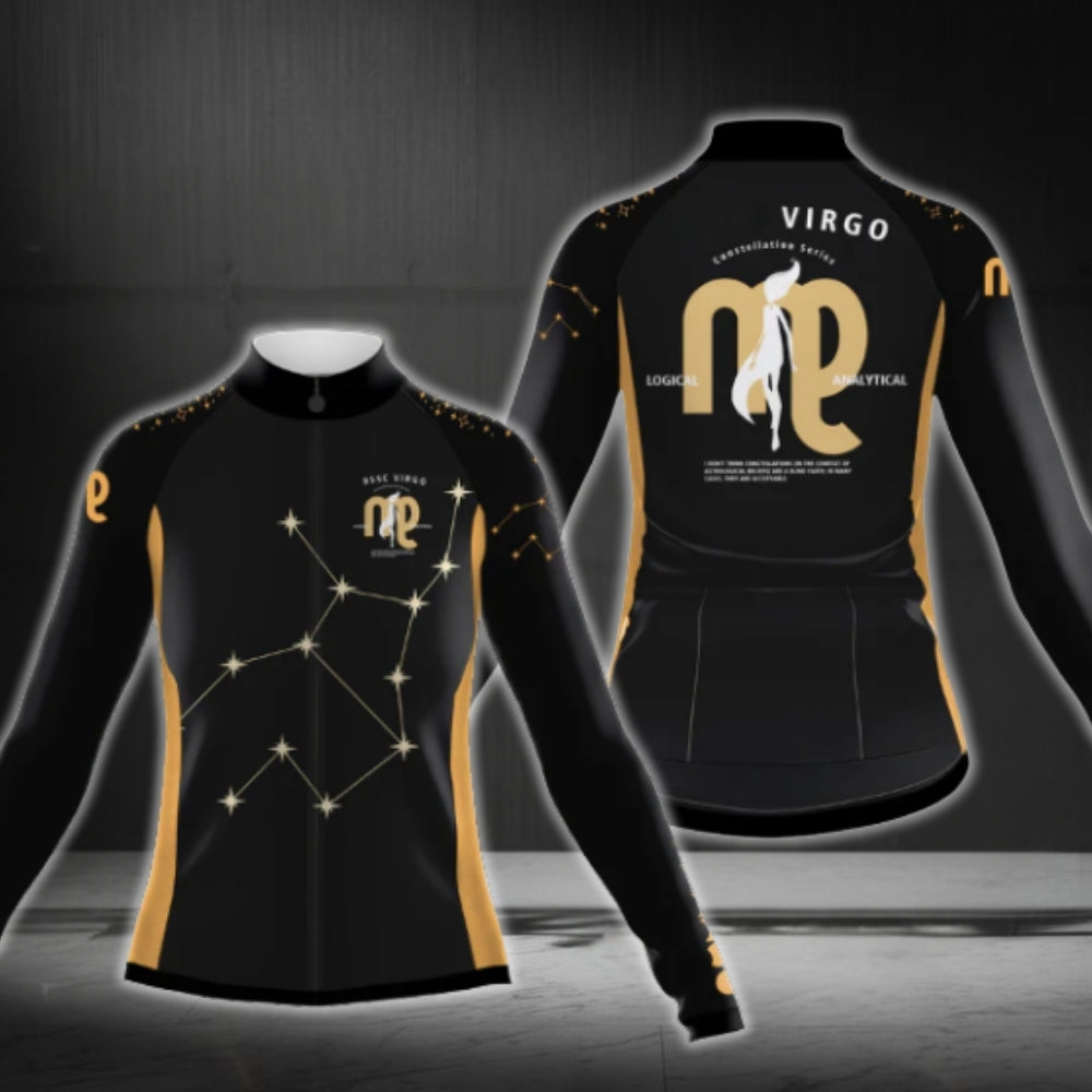 Virgo Sign Cycling Long Sleeve Women's Jersey, Virgo Zodiac Cycling Jerseys For Ladies CG0395