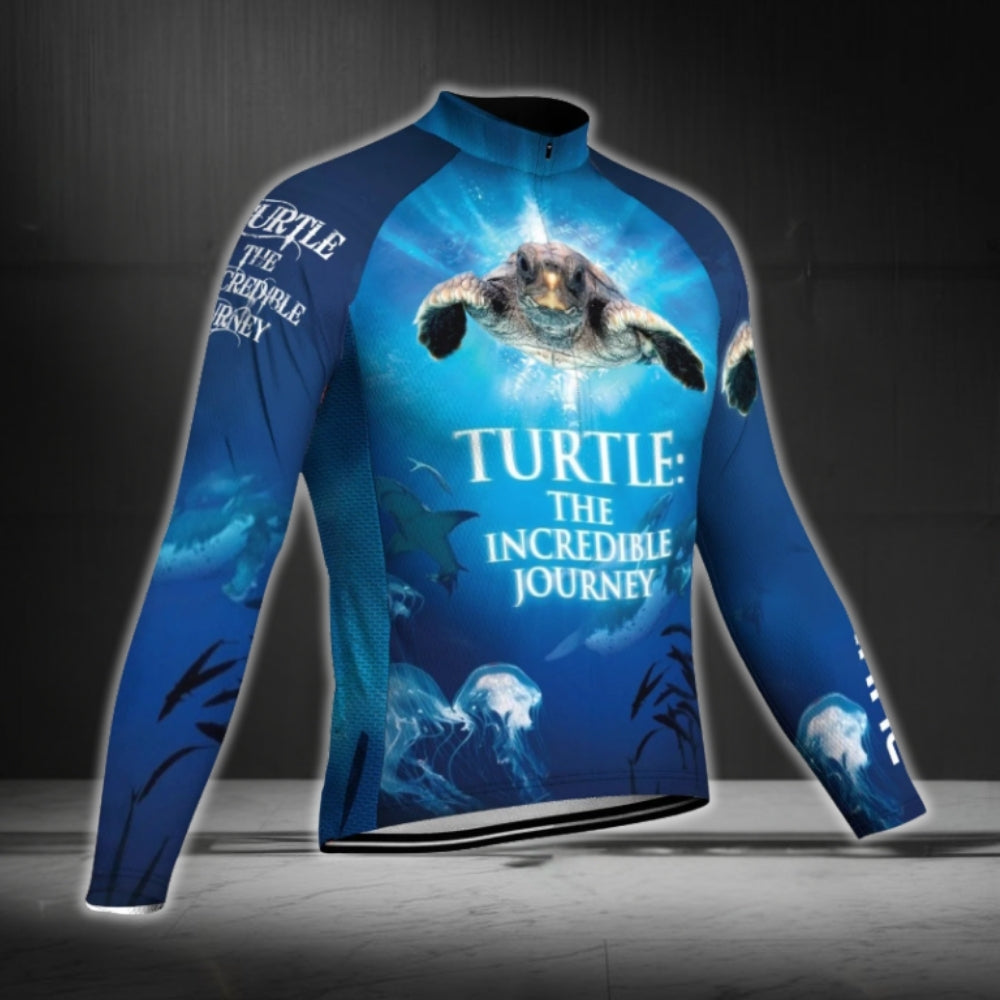 Turtle The Incredible Journey Custom Name Long Sleeve Cycling Jersey For Men, Custom Turlte Cycling Jerseys CG0681