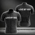 I Love My Wife Men's Black Cycling Short Sleeve Jersey, Valentine Cycling Jersey For Husband CG0022