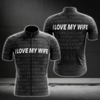 I Love My Wife Men's Black Cycling Short Sleeve Jersey, Valentine Cycling Jersey For Husband CG0022