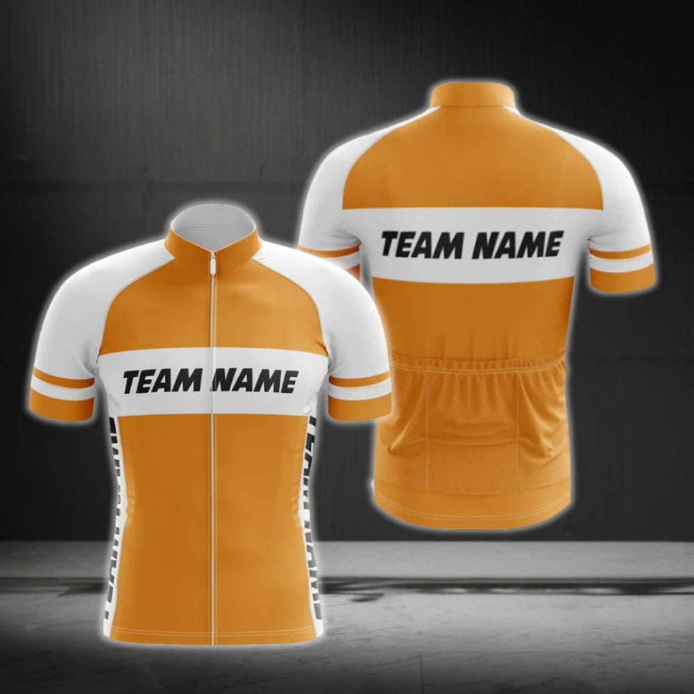 Men's Custom Yellow White Cycling Short Sleeve Jersey For Team, Custom Cycling Jerseys CG0520