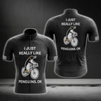 I Just Really Like Penguins Short Sleeve Men's Cycling Jersey, Penguins Cycling Jerseys CG0296