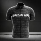 I Love My Wife Men's Black Cycling Short Sleeve Jersey, Valentine Cycling Jersey For Husband CG0022