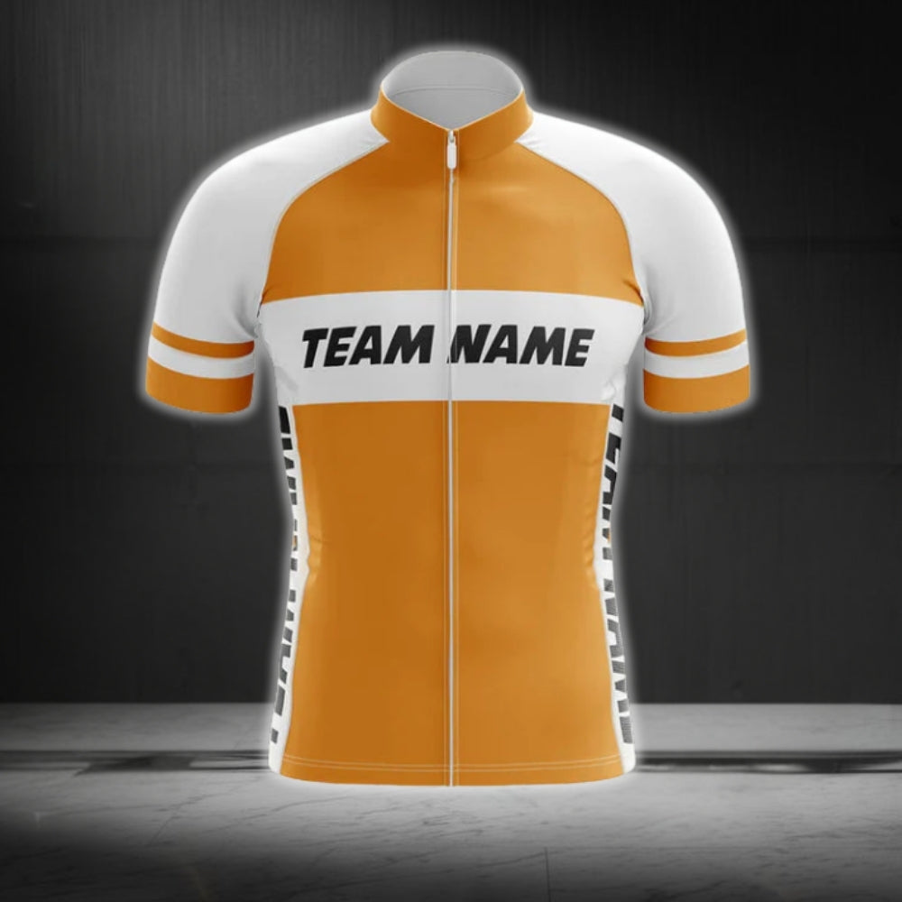 Men's Custom Yellow White Cycling Short Sleeve Jersey For Team, Custom Cycling Jerseys CG0520