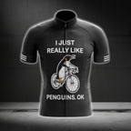I Just Really Like Penguins Short Sleeve Men's Cycling Jersey, Penguins Cycling Jerseys CG0296