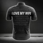 I Love My Wife Men's Black Cycling Short Sleeve Jersey, Valentine Cycling Jersey For Husband CG0022
