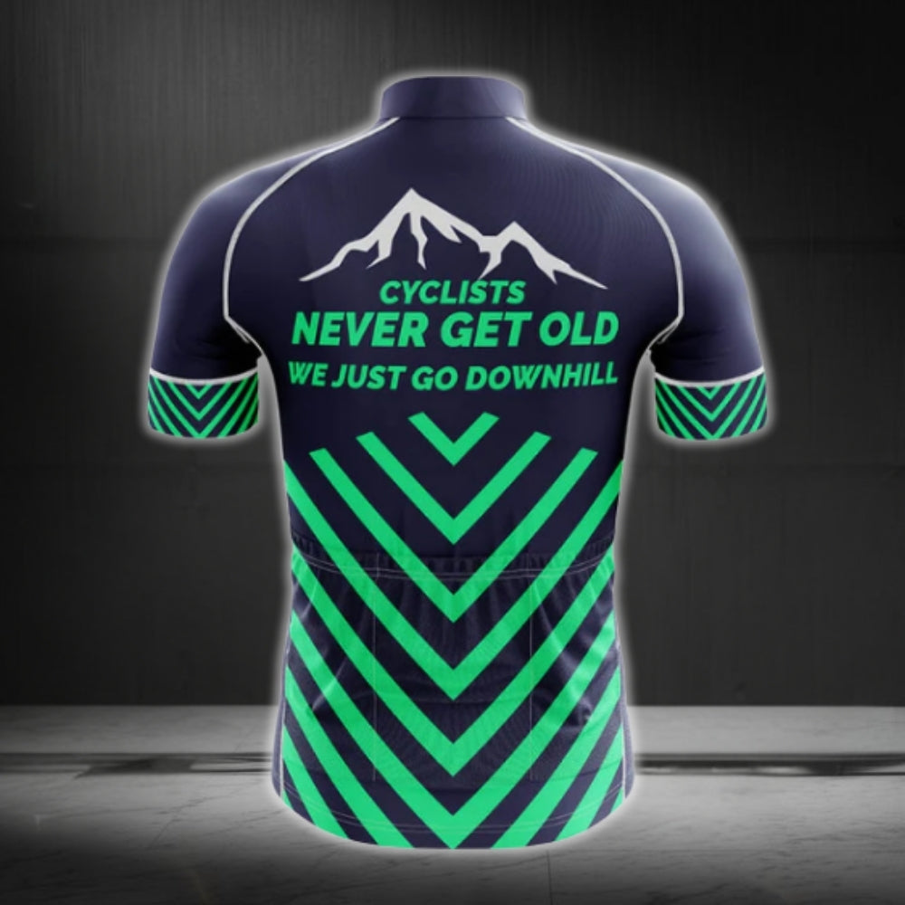 Cyclists Never Get Old We Just Go Downhill Men's Short Sleeve Cycling Jerseys, Funny Cycling Jersey For Men CG0170