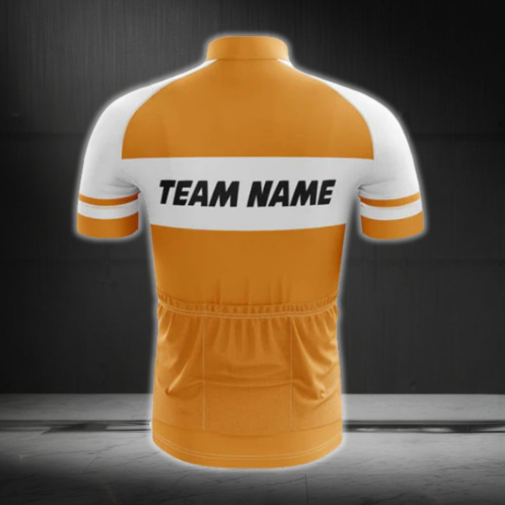 Men's Custom Yellow White Cycling Short Sleeve Jersey For Team, Custom Cycling Jerseys CG0520