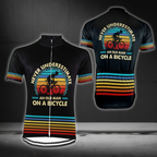 Custom Never Overestimate An Old Man On A Bicycle Cycling Short Sleeve Jersey For Men, Custom Funny Black Cycling Jersey CG0833