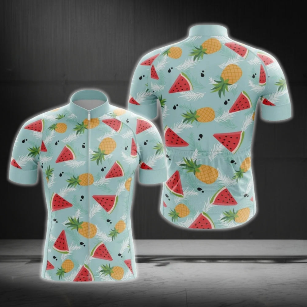 Pineapple Watermelon Short Sleeve Cycling Jerseys For Men, Fruits Lover Cycling Jerseys CG0462
