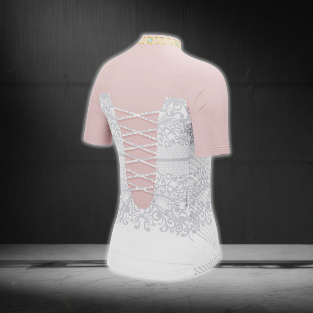 Women's Wedding Bride Dress Cycling Short Sleeve Jersey, White And Pink Bride Cycling Jerseys CG0802