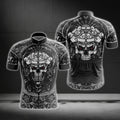 Black Skull Short Sleeve Men's Cycling Jersey, Skull Cycling Jersey For Men CG0614