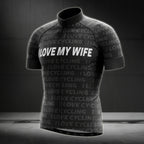 I Love My Wife Men's Black Cycling Short Sleeve Jersey, Valentine Cycling Jersey For Husband CG0022