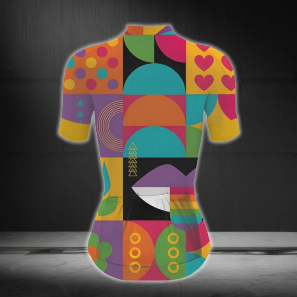 Women's Heart Rainbow Cycling Short Sleeve Jersey, LGBT Pride Cycling Jersey For Women CG0742