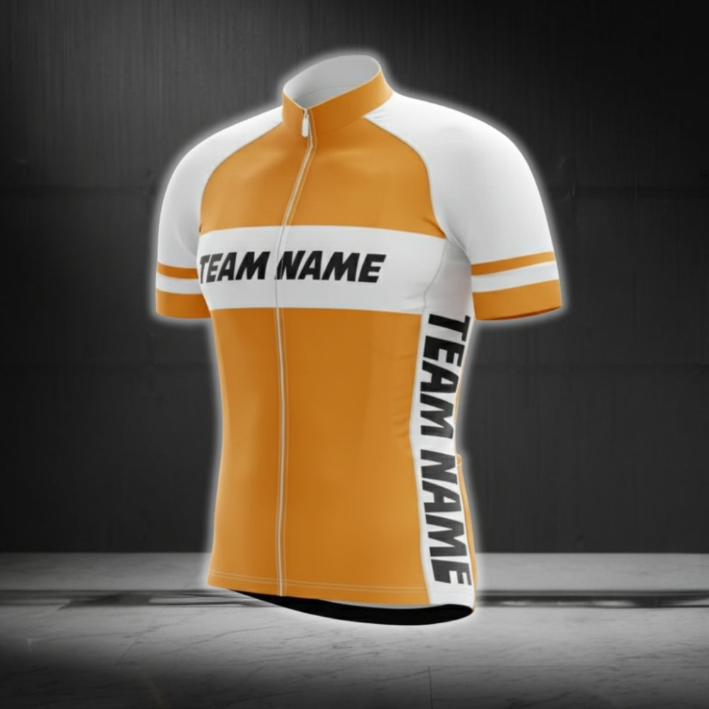 Men's Custom Yellow White Cycling Short Sleeve Jersey For Team, Custom Cycling Jerseys CG0520