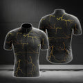 Black And Yellow Thunder Lightning Short Sleeve Men's Cycling Jersey, Thunder Cycling Jerseys CG0683
