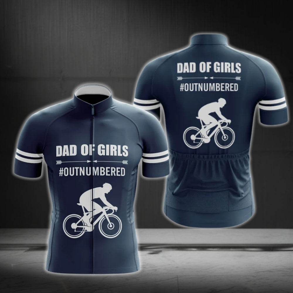 Dad Of Girls Outnumbered Funny Cycling Short Sleeve Jersey Mens, Dad Cycling Jerseys CG0297