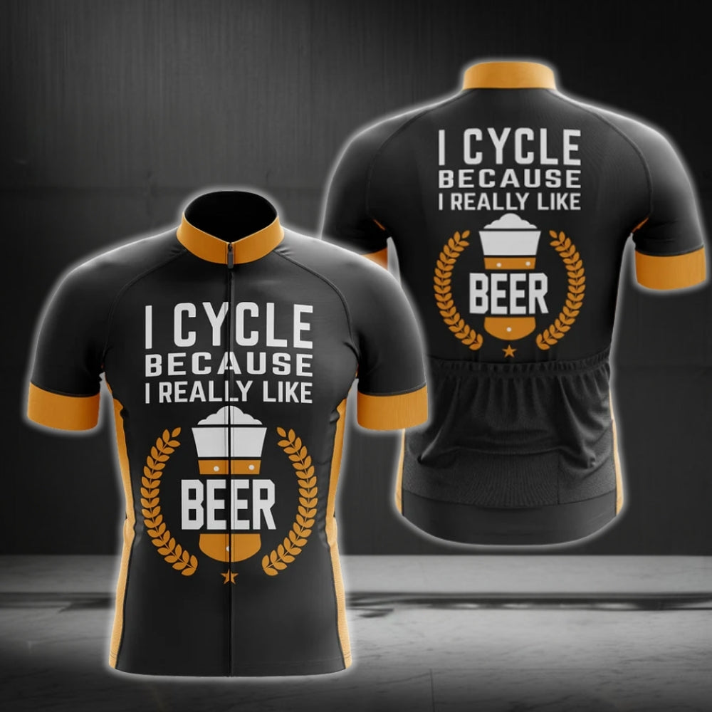 I Cyle Because U Really Like Beer Cycling Short Sleeve Jersey Mens, Beer Lover Cycling Jerseys CG0171