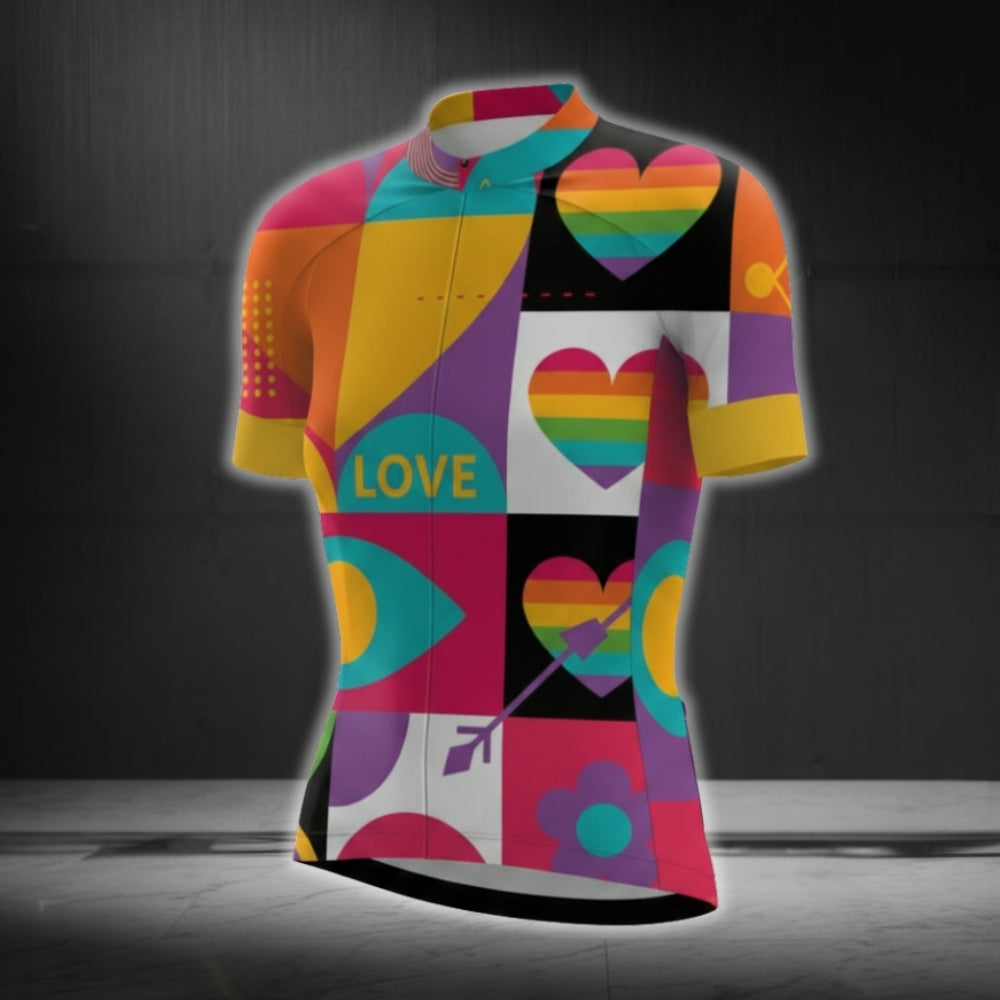 Women's Heart Rainbow Cycling Short Sleeve Jersey, LGBT Pride Cycling Jersey For Women CG0742