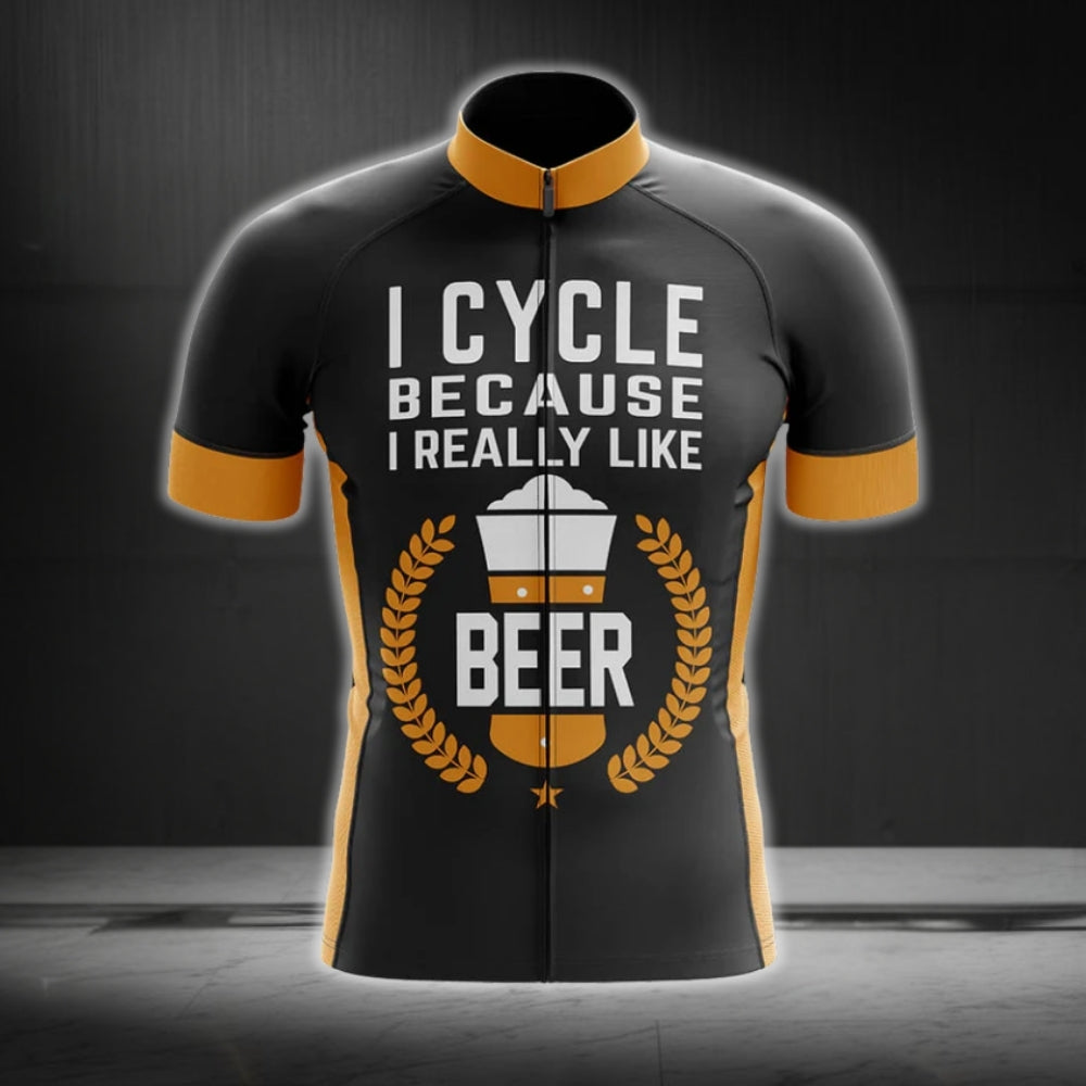 I Cyle Because U Really Like Beer Cycling Short Sleeve Jersey Mens, Beer Lover Cycling Jerseys CG0171