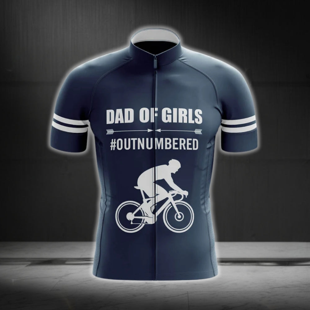 Dad Of Girls Outnumbered Funny Cycling Short Sleeve Jersey Mens, Dad Cycling Jerseys CG0297