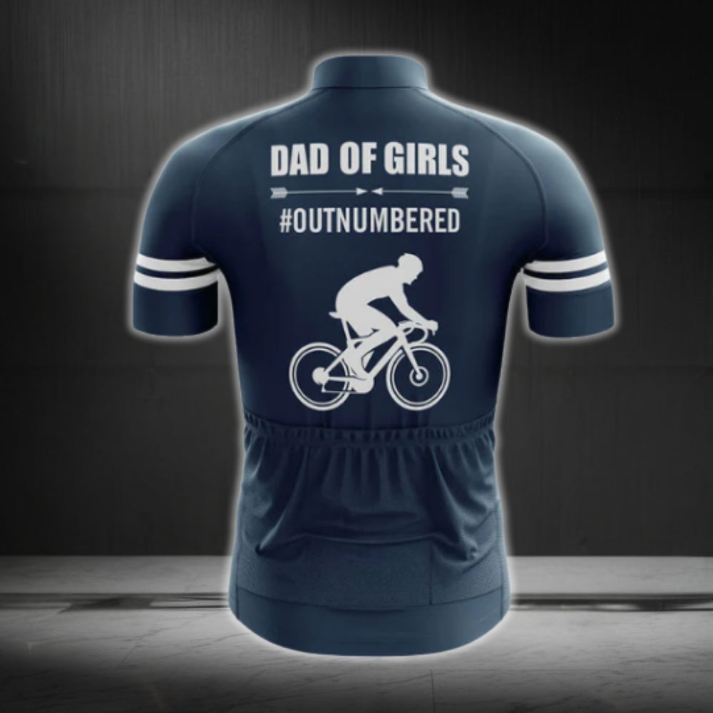 Dad Of Girls Outnumbered Funny Cycling Short Sleeve Jersey Mens, Dad Cycling Jerseys CG0297