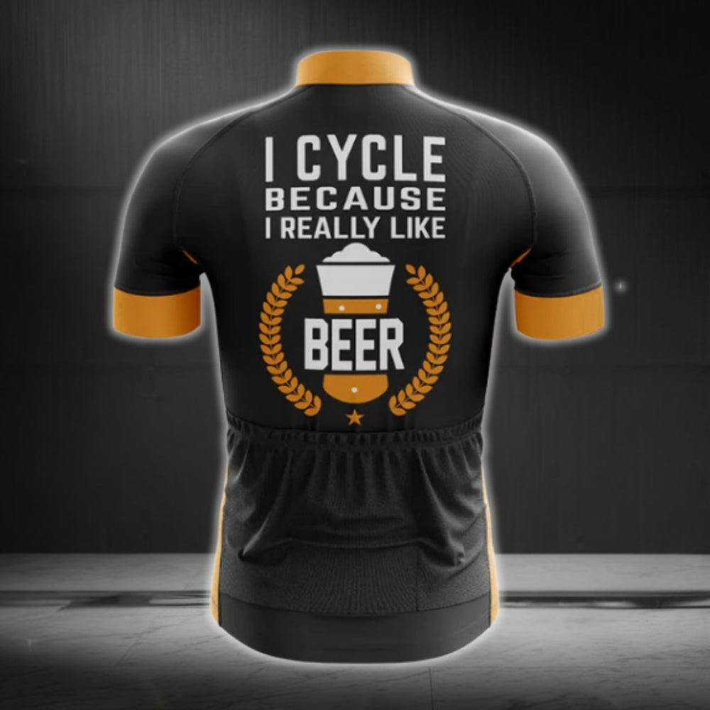 I Cyle Because U Really Like Beer Cycling Short Sleeve Jersey Mens, Beer Lover Cycling Jerseys CG0171