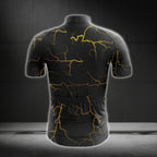 Black And Yellow Thunder Lightning Short Sleeve Men's Cycling Jersey, Thunder Cycling Jerseys CG0683