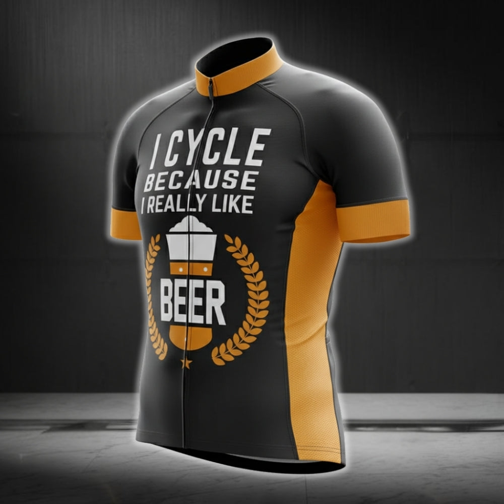 I Cyle Because U Really Like Beer Cycling Short Sleeve Jersey Mens, Beer Lover Cycling Jerseys CG0171