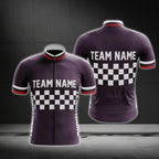 Custom Grey Checkered Short Sleeve Cycling Jersey For Men, Custom Team Cycling Jerseys CG0501