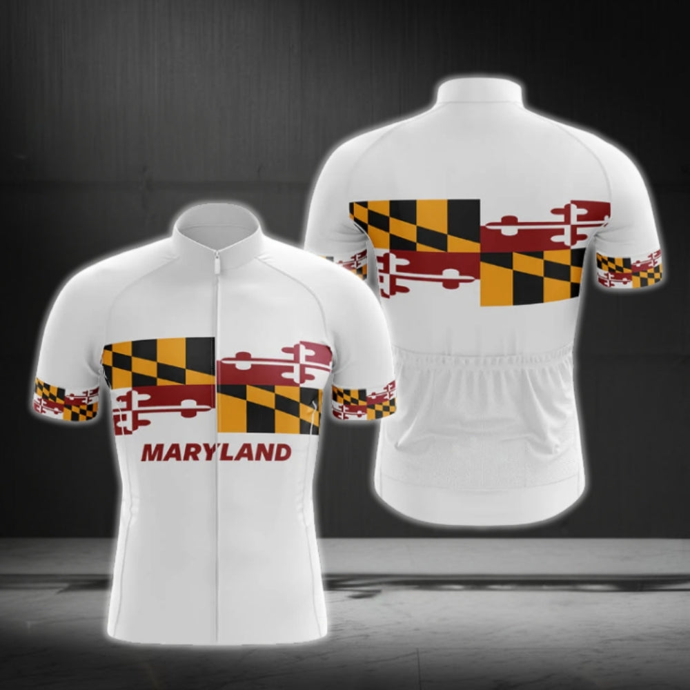 Maryland Flag Short Sleeve Cycling Jersey For Men, Marryland State Cycling Jerseys CG0684