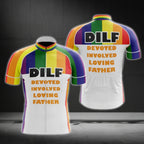 Devoted Involved Loving Father Rainbow Flag Cycling Short Sleeve Men's Jersey, LGBT Pride Cycling Jersey CG0398