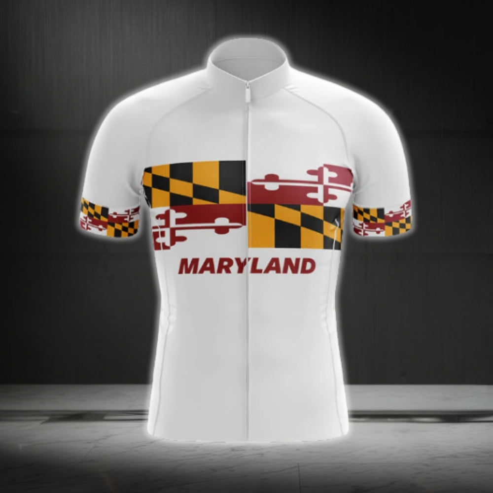 Maryland Flag Short Sleeve Cycling Jersey For Men, Marryland State Cycling Jerseys CG0684
