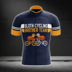 Sloth Cycling Brother Team Men's Funny Cycling Short Sleeve Jersey, Funny Sloth Cycling Jerseys For Team CG0172
