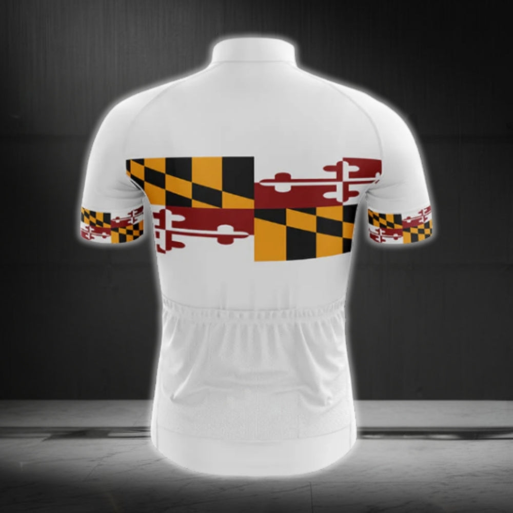 Maryland Flag Short Sleeve Cycling Jersey For Men, Marryland State Cycling Jerseys CG0684