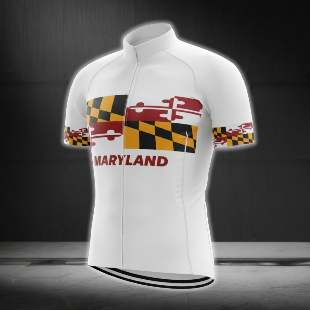 Maryland Flag Short Sleeve Cycling Jersey For Men, Marryland State Cycling Jerseys CG0684