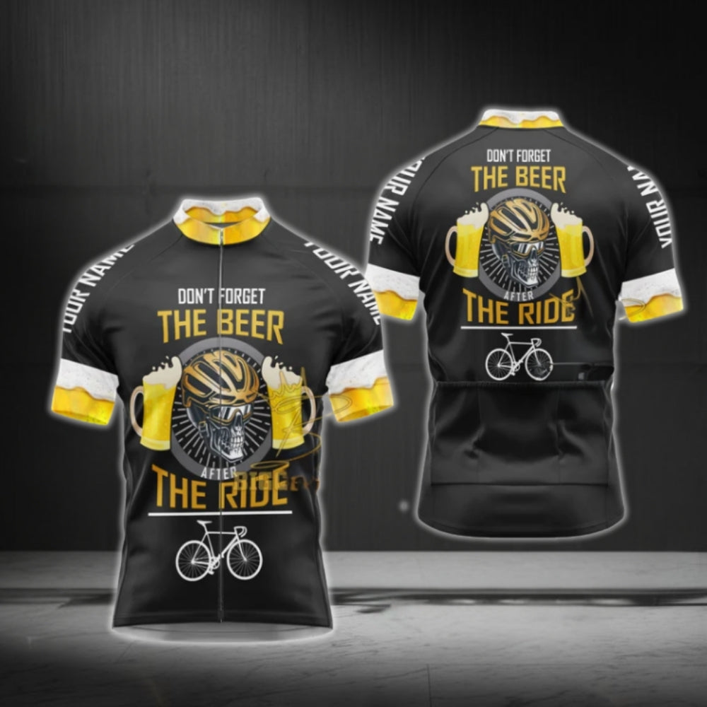Don't Forget The Beer After The Ride Custom Name Short Sleeve Cycling Jersey For Men, Custom Funny Beer Cycling Jerseys CG0508