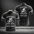I'm Retired Every Hour Is Happy Hour Short Sleeve Cycling Jersey For Men, Funny Retirement Cycling Jerseys CG0299