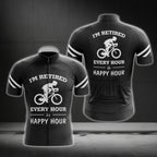 I'm Retired Every Hour Is Happy Hour Short Sleeve Cycling Jersey For Men, Funny Retirement Cycling Jerseys CG0299