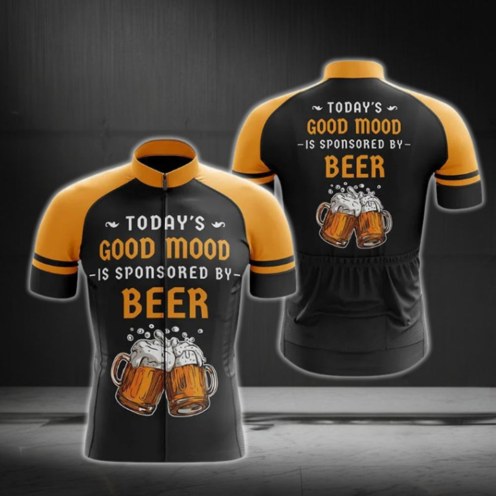 Today's Good Mood Is Sponsored By Beer Cycling Short Sleeve Jersey Mens, Funny Beer Cycling Jerseys CG0685