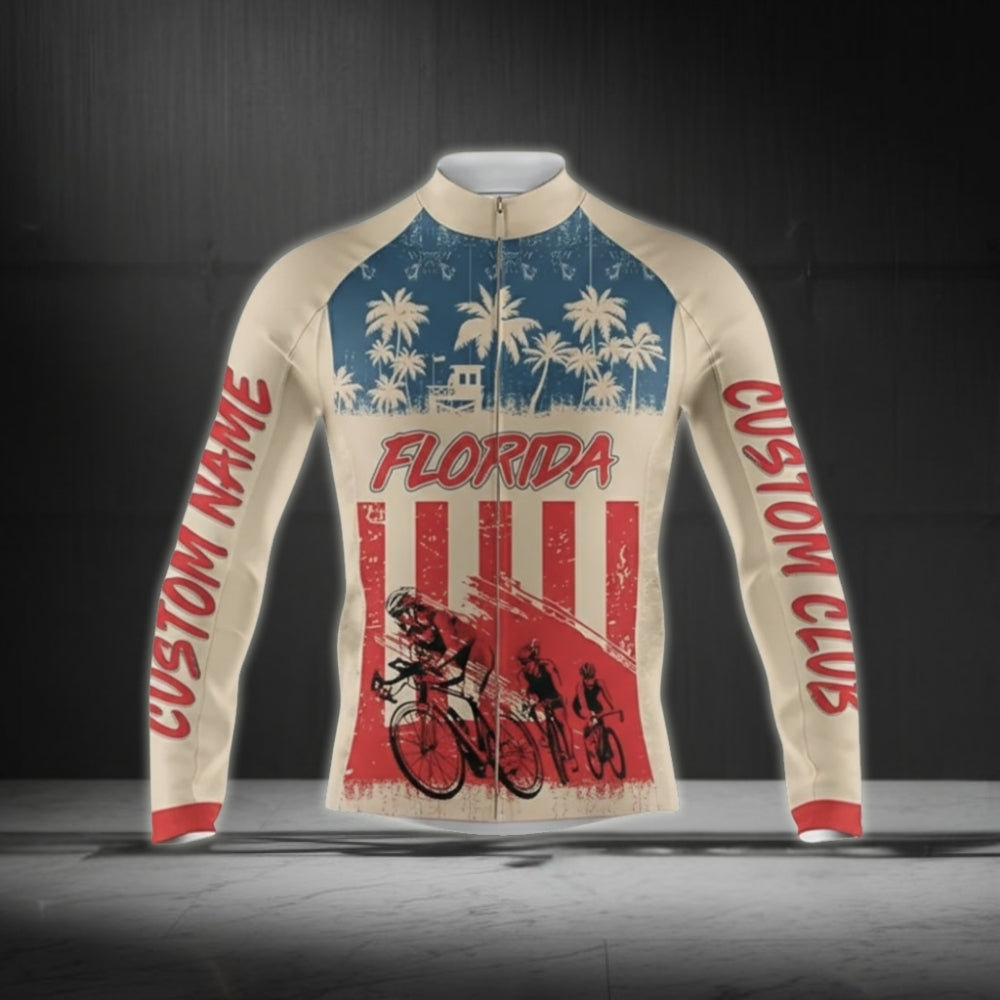 Custom Florida Cycling Long Sleeve Jersey Men, Custom Florida Pride Cycling Jersey CZ0006