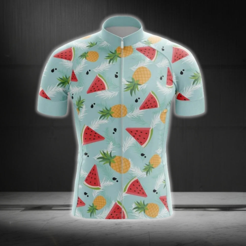 Pineapple Watermelon Short Sleeve Cycling Jerseys For Men, Fruits Lover Cycling Jerseys CG0462